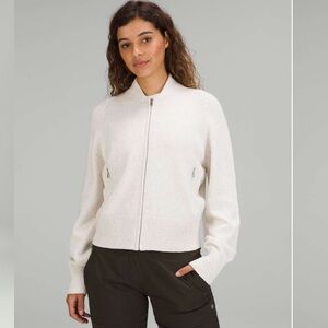 Lululemon Cotton-Blend Full-Zip Sweater Heathered Bone Cream Beige size 1X